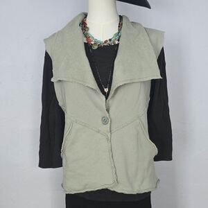Prairie Cotton Raw Seam Single Button Vest Size M